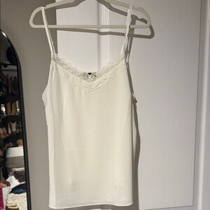 Elegant Cream Lace Trim Cami Top